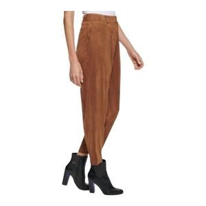 Calvin Klein NWT Womens Brown Faux Suede High Rise Cropped Straight Leg Pants 14